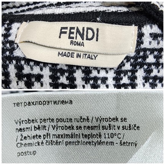 Authentic Fendi Zucca Jacquard Knit Bodycon Midi Dress Medium size White/Black - Picture 10 of 15